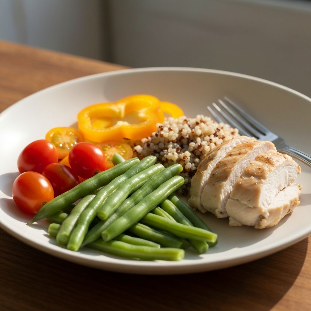 En väl sammansatt mål med grönsaker och proteiner